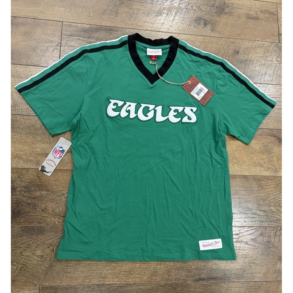 NWT‎ Philadelphia Eagles Mitchell & Ness Stitched Jersey Tee Kelly Green Large